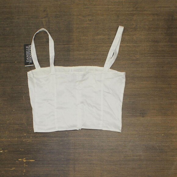 Danielle Bernstein Womens Cropped Sleeveless Blouse Shirt Top Cloud White 2 - Picture 2 of 7